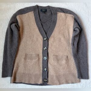 Charter Club Luxury Cashmere Two-Tone Brown Cardigan Sweater Women Size XL